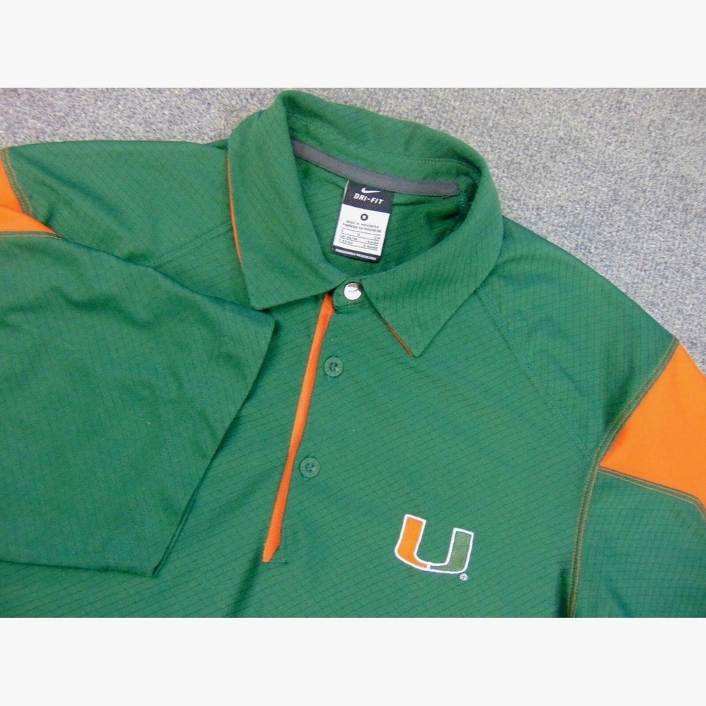 Miami Hurricanes Polo Shirt Mens Small Nike‎ Dri-Fit Green Short Sleeve Golf
